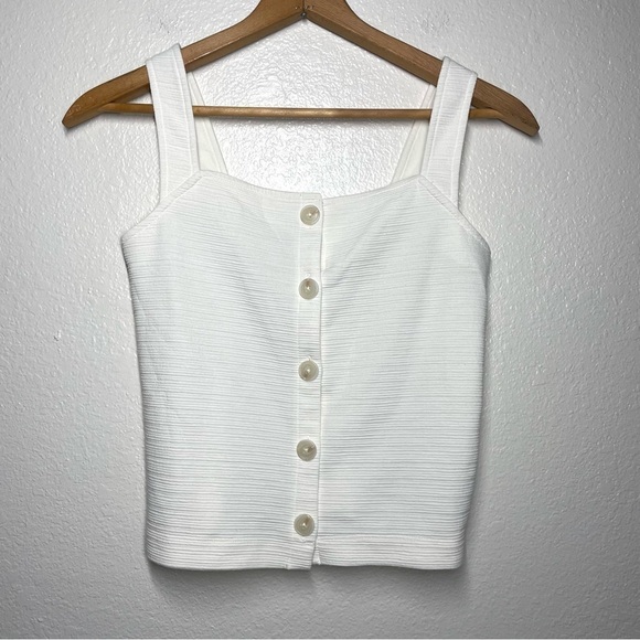 J. Crew Textured Button Front Square Neck Tank AN188 - Picture 2 of 8